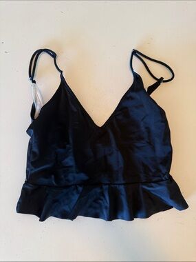 Kortni Jeane Black Ruffle Hem Bikini Top
